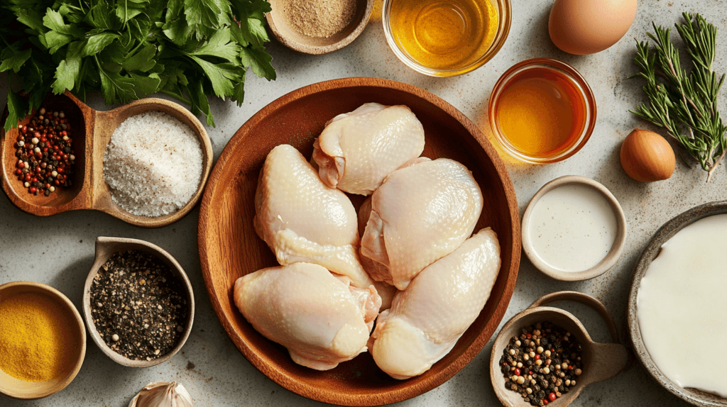 table Ingredients for roasted split chicken breast